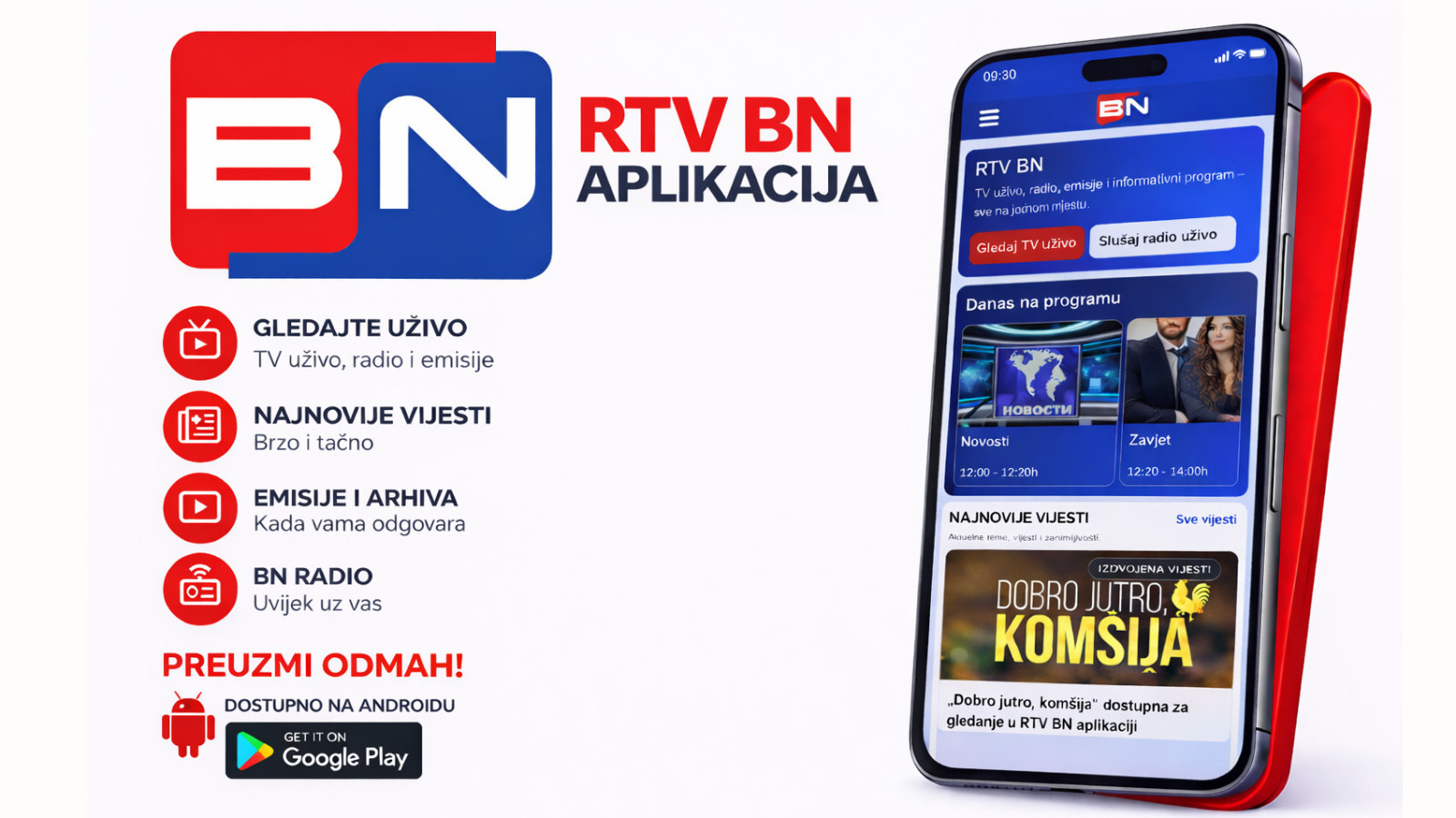 Sve emisije na jednom mjestu + UŽIVO TV i radio!