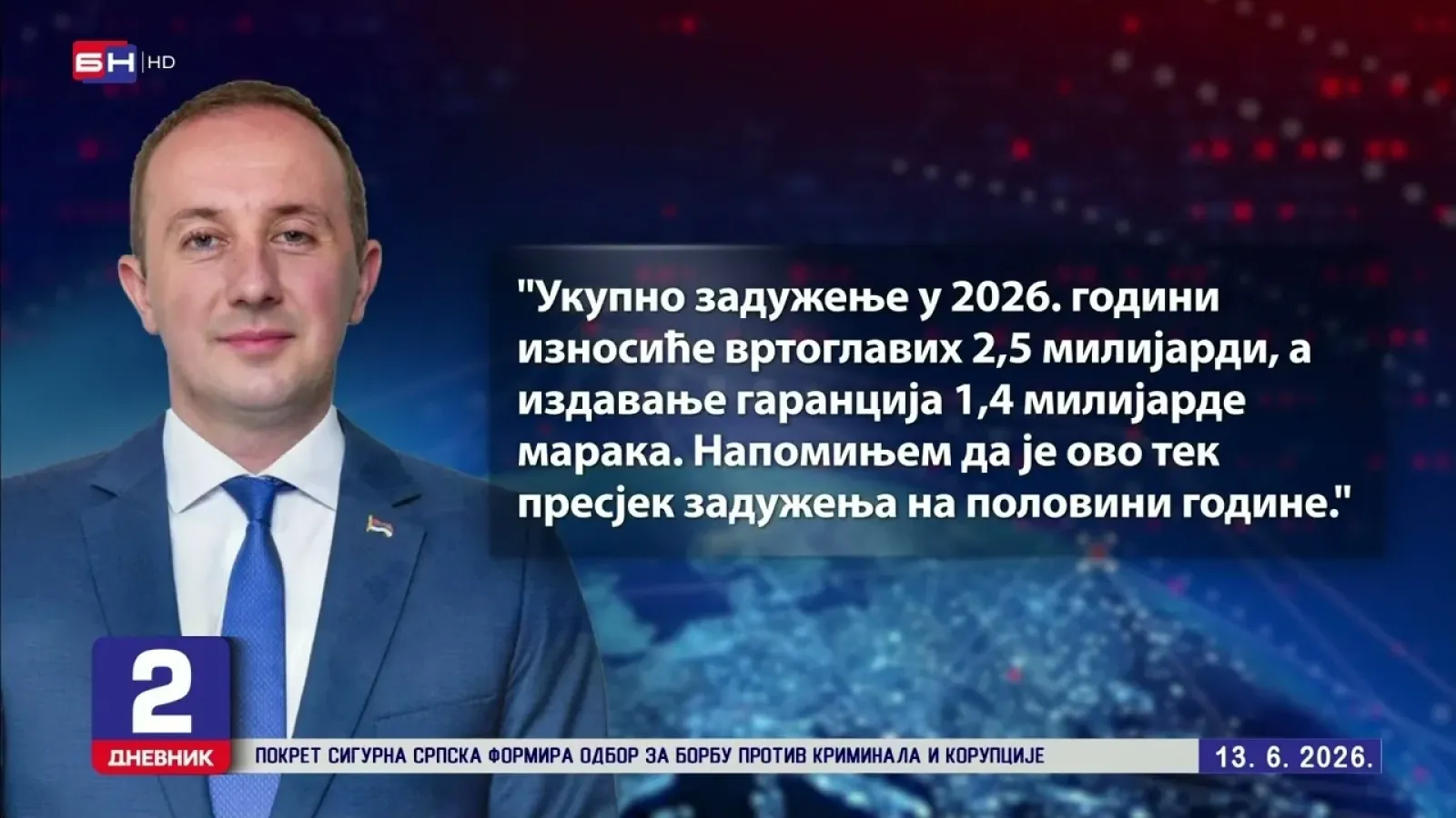 Bodiroga: Vlada zaduženjem od 800 miliona KM kupuje izbore?!