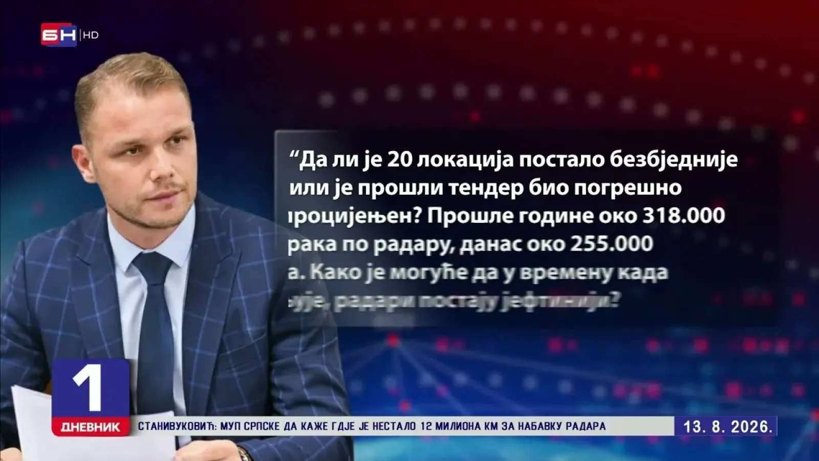 Stanivuković: Tražimo jasne odgovore o nabavci 90 radara