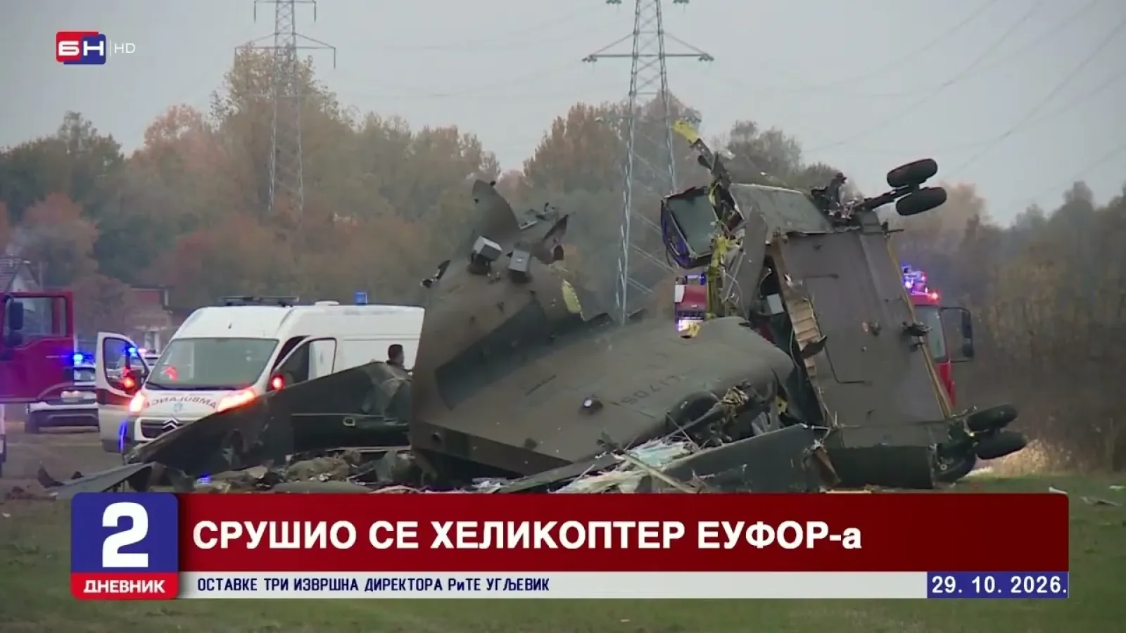 Brčko: Srušio se helikopter EUROF-a, 3 poginulih, 12 povrijeđenih