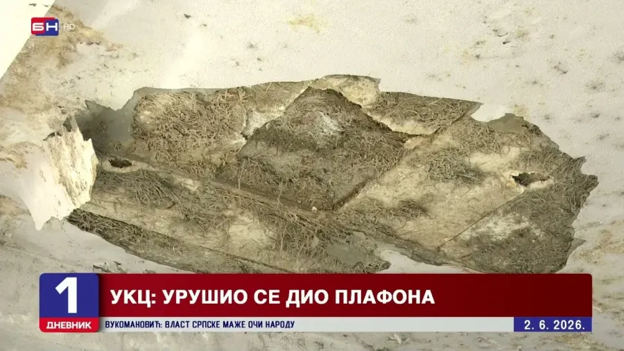 Урушио се дио плафона на паркингу УКЦ, оштећено возило