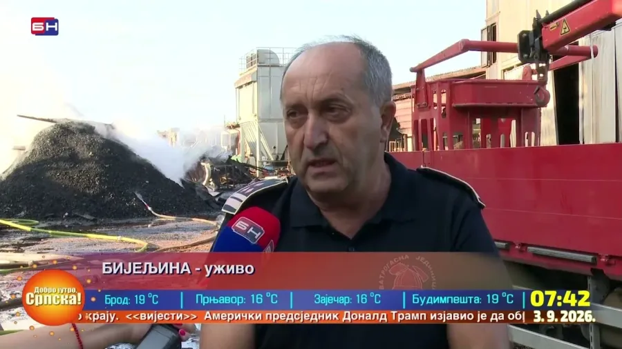 Миле Спасојевић: Успјели смо локализовати пожар на пилани "Рашевић" у 23 часа