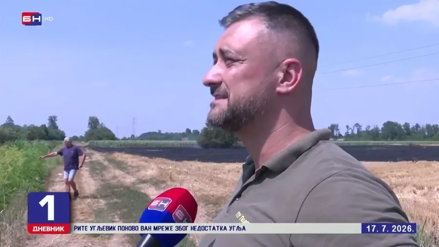 Bijeljina: Izbio požar na njivi, srećom pšenica već pokošena