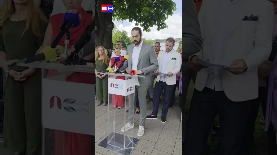 PRESS konferencija Pokreta sigurna Srpska u parku Narodnih heroja u Doboju, o nezavršenim projektima